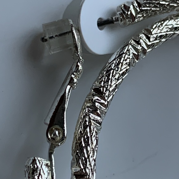 Pure Expressions Hypo-Allergenic Silver Tone Texture Hoop Earrings Set of 3 - Picture 12 of 12